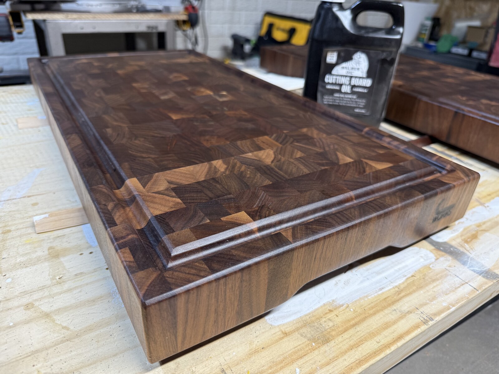 Thick walnut end-grain cutting board